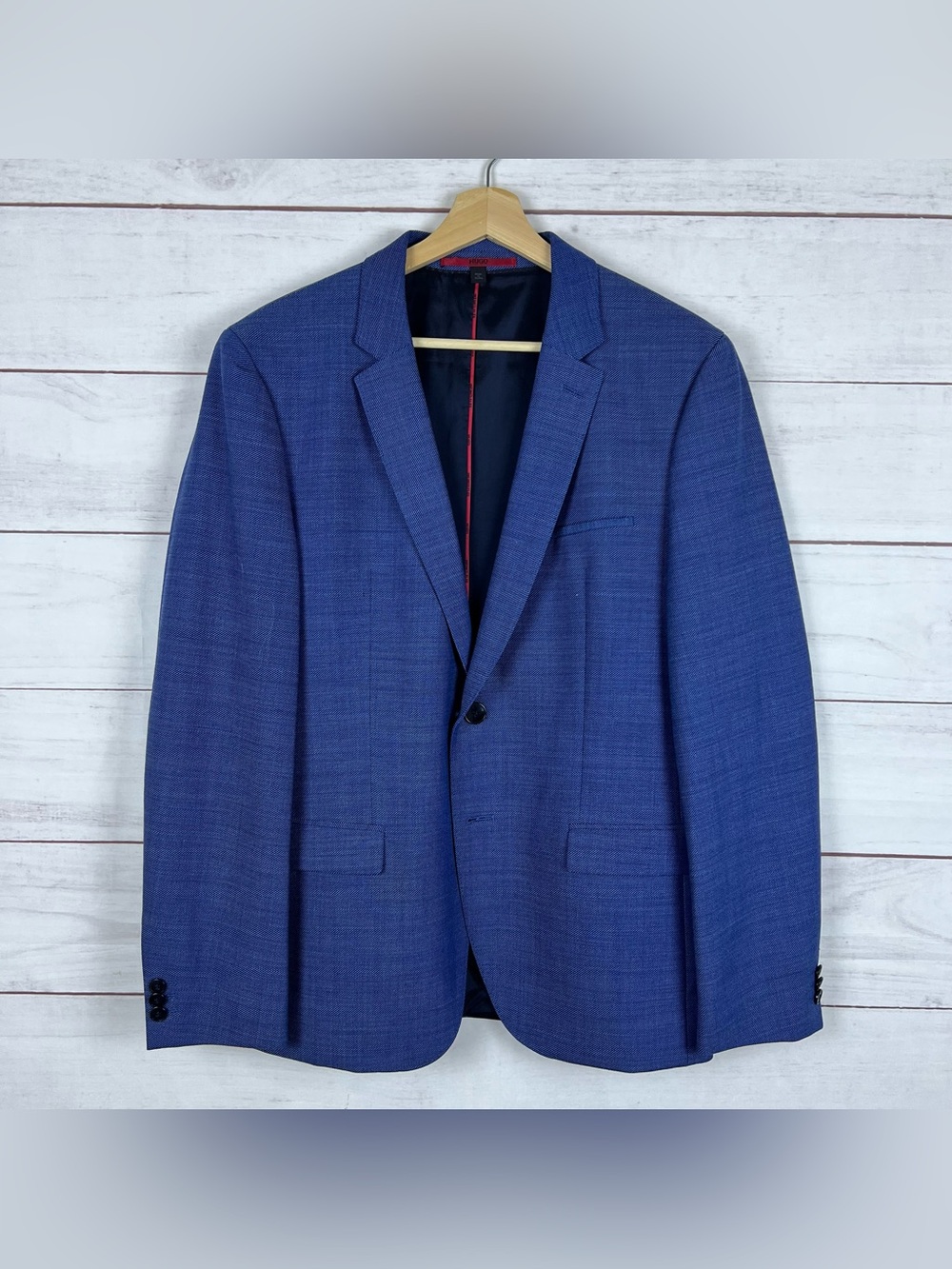 Hugo Boss Infiniti Flex Blue Blazer Size 40R Sport Coat Wool Blend Slim Fit